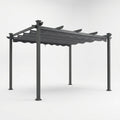 Aluminum Pergola Built for Outdoor Shade, 16x12 ft Coverage, Retractable Dark Gray Canopy, 192 sq ft