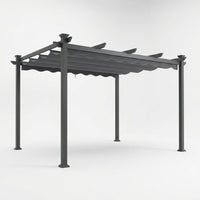 16 Ft. W X 12 Ft. D Aluminum Pergola Outdoor with Dark Gray Retractable Canopy — Studio Shot