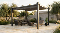 16 Ft. W X 12 Ft. D Aluminum Pergola Outdoor with Dark Gray Retractable Canopy — Lifestyle