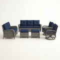Outdoor Conversation Set Built for All-Weather Use, 6-Piece Steel Frame, High-Density Cushions, Swivel Chairs