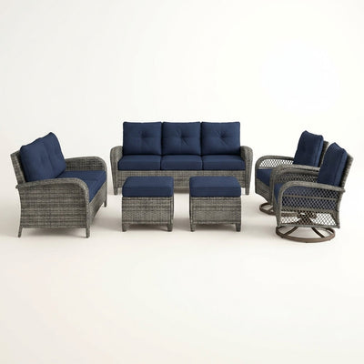 Outdoor Conversation Set Built for All-Weather Use, 6-Piece Steel Frame, High-Density Cushions, Swivel Chairs