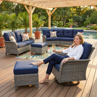 Outdoor Conversation Set Built for All-Weather Use, 6-Piece Steel Frame, High-Density Cushions, Swivel Chairs — Lifestyle