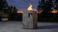 Outdoor Propane Fire Pit, 30000 BTU Column Propane Fire Pit, Wood-Look Surface — Lifestyle