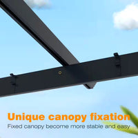Aluminum Pergola Built for Outdoor Shade, 16x12 ft Coverage, Retractable Dark Gray Canopy, 192 sq ft
